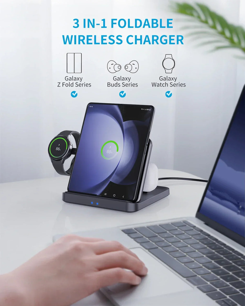 3 in 1 Foldable Wireless Charger For Z Fold Series